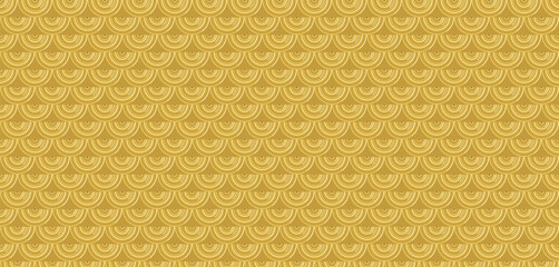 Seamless Golden Geometric Scallop Pattern Background Texture with Elegant Metallic Tones, Ideal for Luxury Wrapping Paper, Textile Design, Digital Paper, and Modern Wallpaper Art © COME