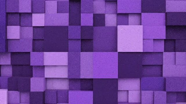 Abstract purple cubic background with repeating geometric shapes and texture, 3D render