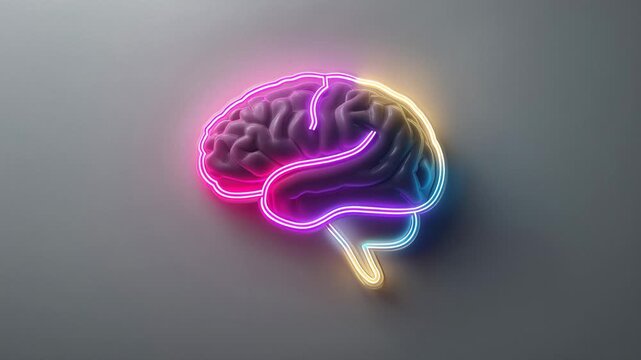 Glowing brain health icon set on a uniform light background for wellness and cognitive focus