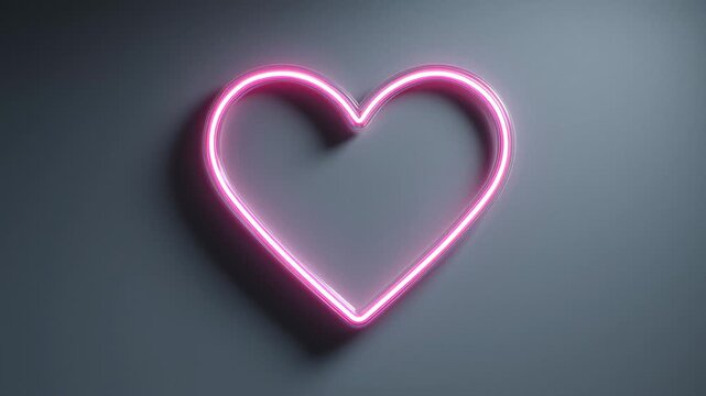 Glowing heart outline icon stands out against a uniform background with bright light effect in a simple design