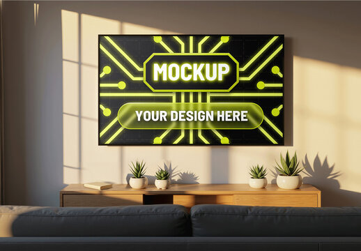 Smart Tv Living Room Mockup