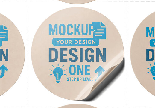 Round Vinyl Sticker Mockup