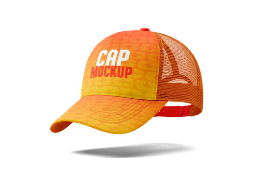 Trucker Cap Floating In Air Mockup