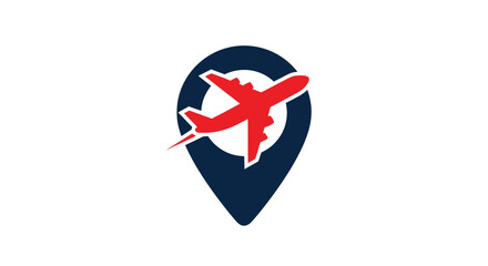 Airplane logo on a location pin. © TDF CREATIVE