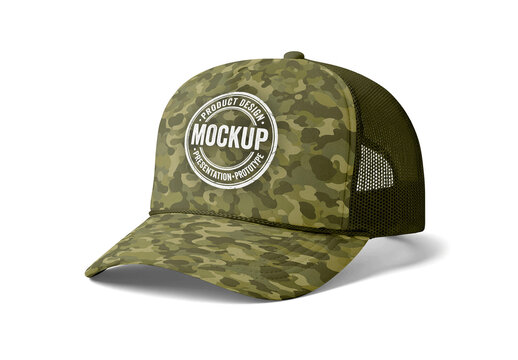 Trucker Cap Three Quarter View Mockup