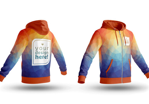 Zip Up Hoodie Three Quarter Angle Mockup