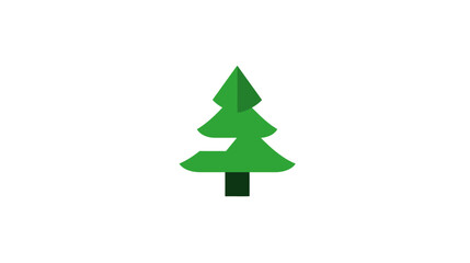 Fototapeta premium A geometric illustration of a green pine tree on a solid white background