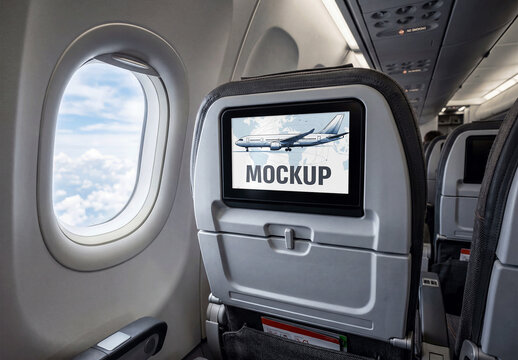 Airplane Seat Screen Mockup Cabin Window