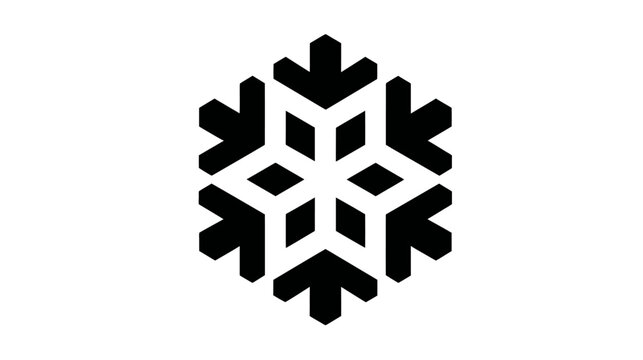 A symmetrical black snowflake-like geometric shape on a white background. It's six-sided