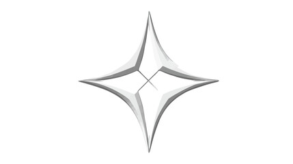 Fototapeta premium A geometric abstract star shape with a four-point design, rendered with grey gradients