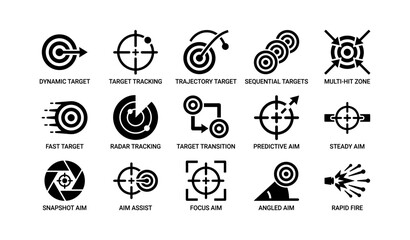 Fototapeta premium Set of target and aim icons for precision shooting and tracking