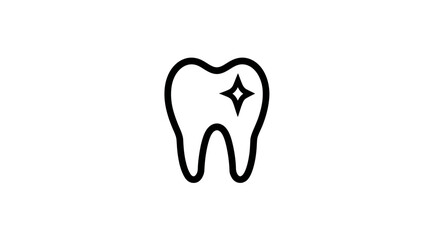 Obraz premium Black and white illustration of a tooth with a sparkling highlight on a white background