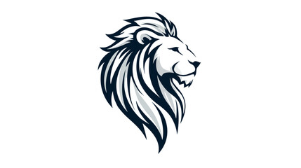 Fototapeta premium A stylized illustration of a lion's head in profile, using shades of gray and blue on a white background