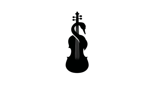 A silhouette of a swan's neck and head intertwined with the body of a violin