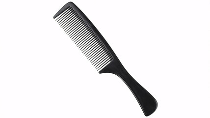 Naklejka premium A black wide-tooth comb on a white background, perfect for detangling hair
