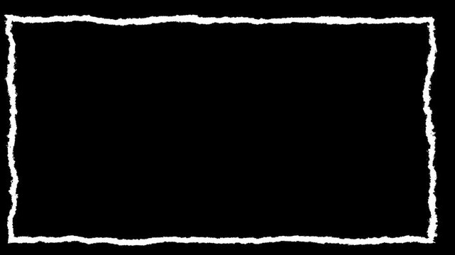 Hand-drawn White Rectangle Frame on black Background Loop.