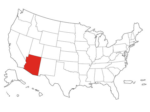 Map USA States Highlight Arizona Outline