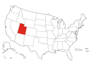 Fototapeta premium Map USA States Highlight Utah Outline