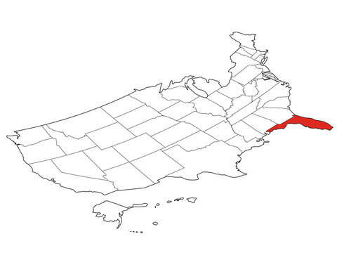 Map USA Isometric States Florida Outline
