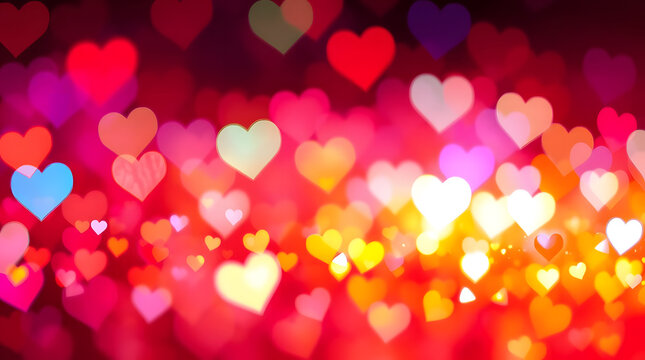Glowing bokeh glitter shimmering hearts hearts texture lights background