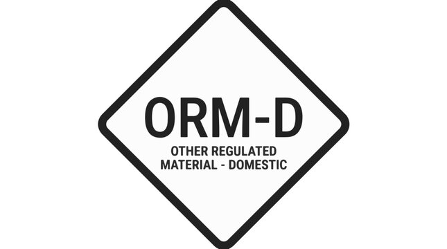ORM-D label signifying Other Regulated Material for domestic transport, indicating it's a hazardous substance regulated for transport within a country.