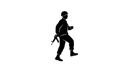 Fototapeta premium Man walking with a pistol holster.