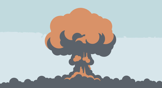 Nuclear explosion mushroom cloud blast.