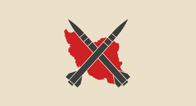 Rifles crossed over red map.