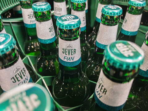 Jever Fun Non-Alcoholic Beer Bottles in Display