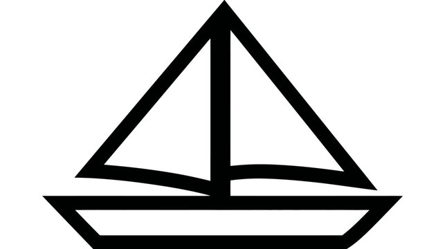 A black and white nautical vector illustration depicting a simple sailboat silhouette