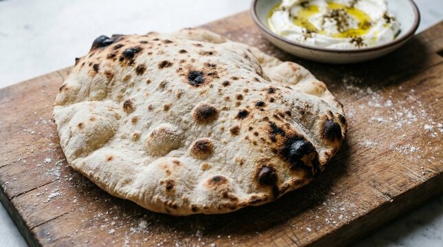 Fresh Handmade Laffa Flatbread with Charred Edges