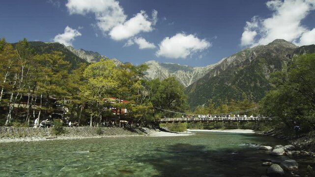 河童橋と上高地から眺める穂高連峰