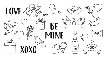 Obraz premium Valentine day love sweetheart symbols.