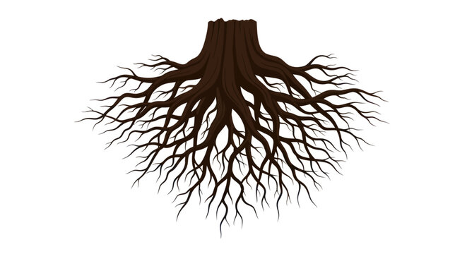 Tree Root System Closeup Illustration.