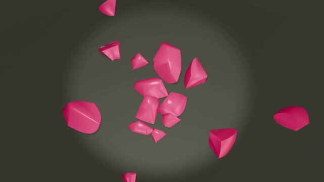 落下して割れるハート　失恋　自信喪失　裏切り　3Dイラストレーション