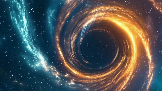 Swirling Cosmic Black Hole with Nebula and Stars space