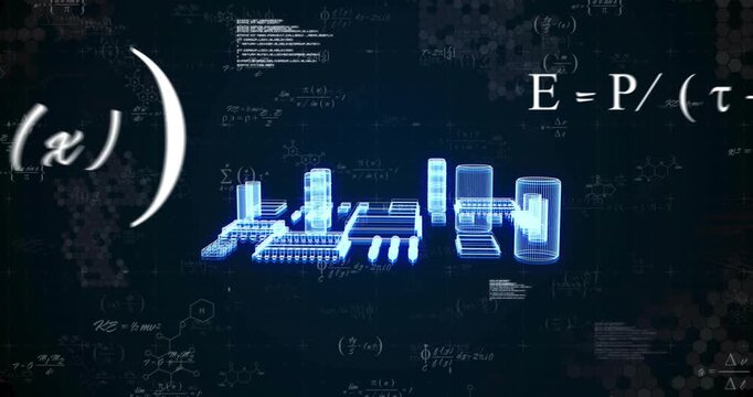 On activation holographic circuit layout rising into 3D towers, isolating chip for tech inspection