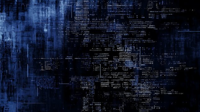 High Tech Digital Code Background with Abstract Cyber Security Data Processing and Matrix Information Flow for Software Development Design