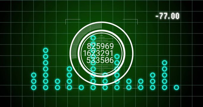 Vertical video: HUD reacting to data, rotating ring, pulsing bars, updating numbers for monitoring