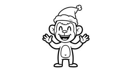 Obraz premium Monkey Wearing Santa Hat Smiling.