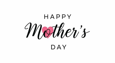Fototapeta premium Elegant Happy Mother’s Day Typography with Heart Shape Minimal Design