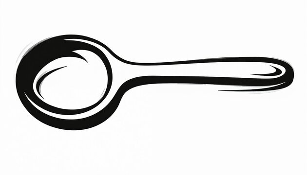 Minimalist black outline of a single measuring spoon on a white background. This simple utensil graphic is ideal for culinary themes design. Use for recipes or kitchen content.