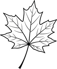 Fototapeta premium Black and White Maple Leaf Illustration for Nature, Environmental, and Botanical Graphic Designs