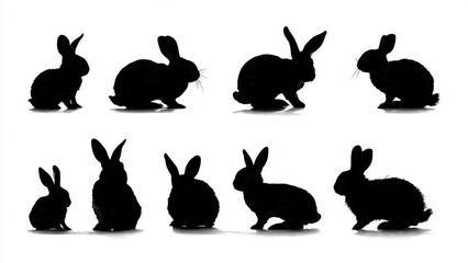 Fototapeta na wymiar set of rabbit silhouettes