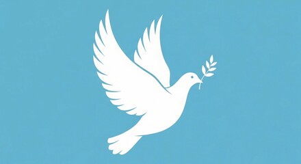 Obraz premium A white dove flying with an olive branch in its beak
