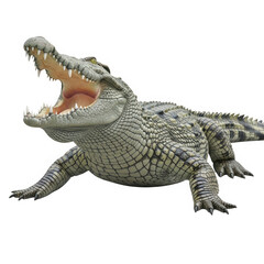 Fototapeta premium A large crocodile with its mouth open isolated on transparent background