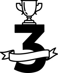 Fototapeta premium Vector illustration of trophy on number 3 with banner
