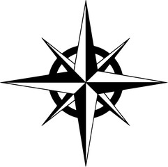 Fototapeta premium Black and white compass star navigation icon vector