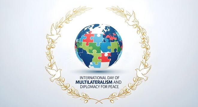 A conceptual illustration celebrating the international day of multilateralism and diplomacy for peace