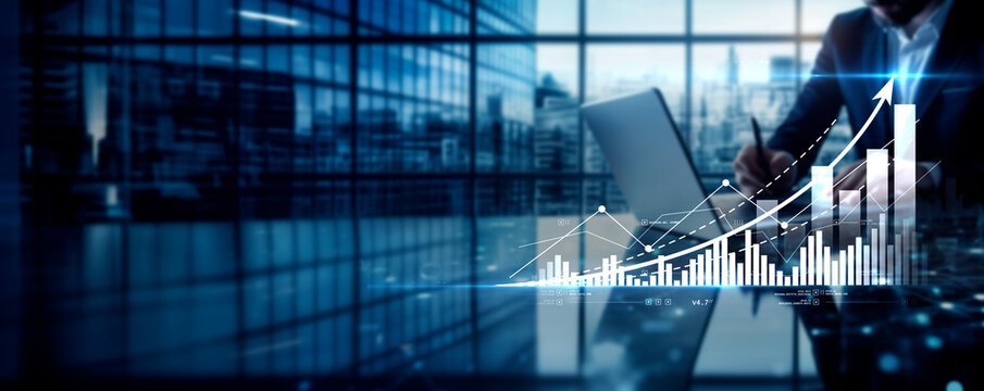 Businessman analyzing structured graph charts and data of project management, task coordination, milestone tracking, resource planning, performance analysis and business execution. Growth graph chart.